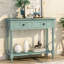 Console Charmie en bois avec deux tiroirs et tablette ouverte pour le salon-1854123820