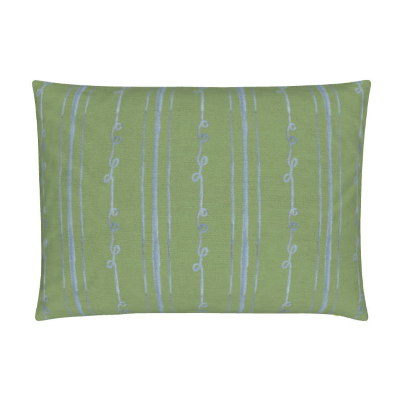 Sister Stripe Lumbar Pillow Cover & Insert, Green/Watercolor Blue Striped