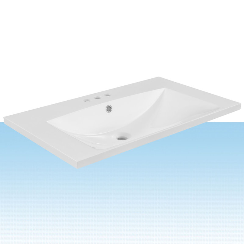 Plateau de meuble-lavabo simple 30 po en blanc avec lavabo