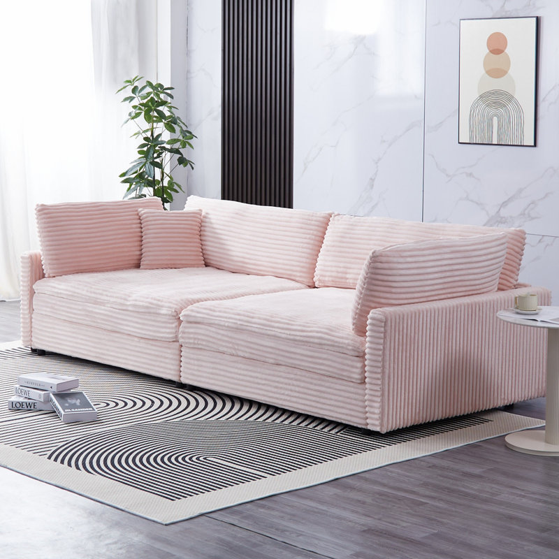 Causeuse avec deux coussins décoratifs pour le salon, Rose