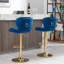 Deux tabourets de bar, repose-pieds et base, pivotant et réglable en hauteur par levage mécanique, velours et pattes dorées de 2 pour un changement de style-1941960073