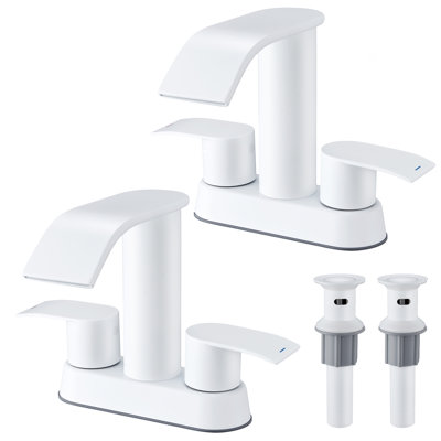 Robinet de lavabo de salle de bain 4 po à poignée double 4 po avec bonde escamotable (ensemble de 2)