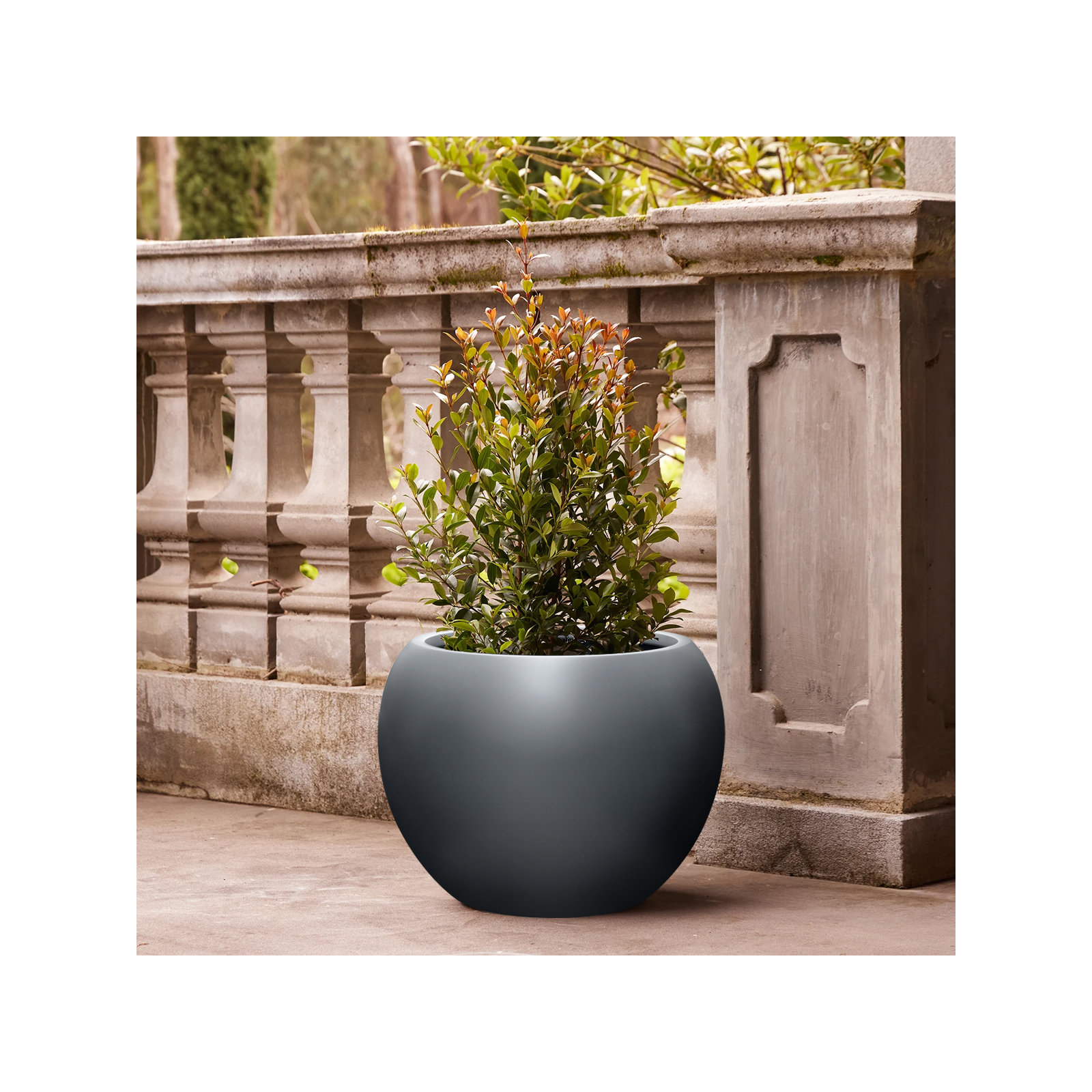 Dorlis Fiberstone Pot Planter, 17" H x 21" W x 21" D, Charcoal