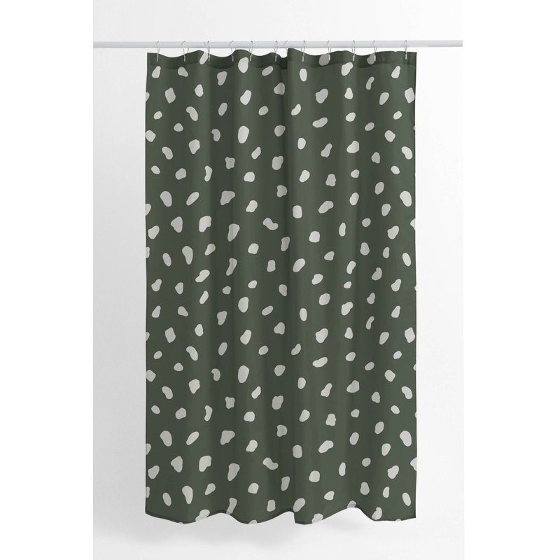 Ultra-Thin Lightweight Shower Curtain, Green/Chimichurri, Paint Drop