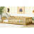Twin Size Floor Bed With Fence Without Door, Rubber Wood Floor Bed With Safety Guardrails,Natural