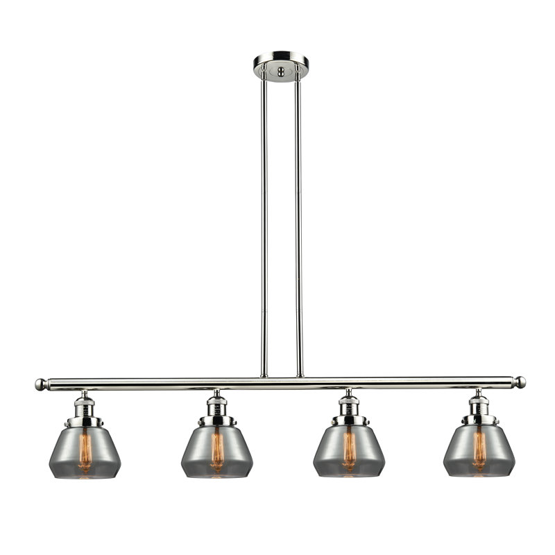 Luminaire suspendu linéaire à 4 lumières pour îlot de cuisine Chill, Transparent, Nickel poli