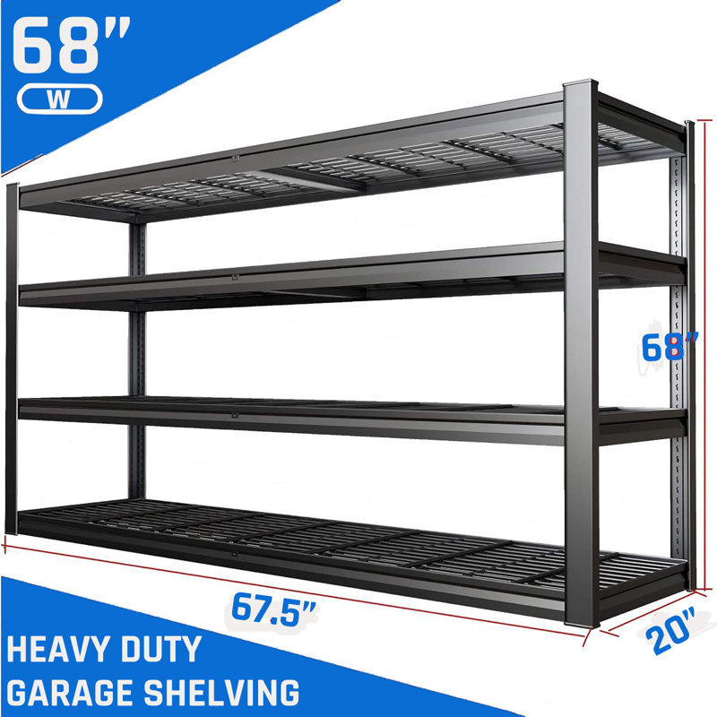 Garage Shelving Heavy Duty , 20"D Metal Shelves With Adjustable Garage Storage Shelves, 68" H X 67" W X 20" D