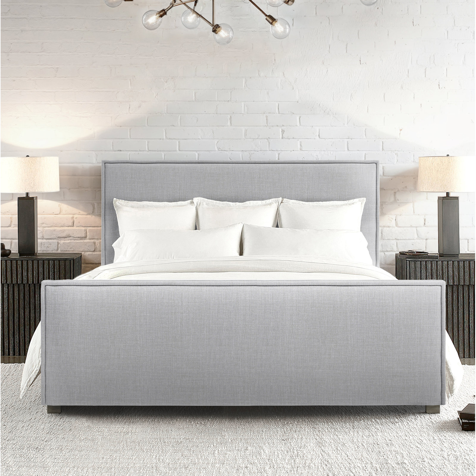 Sawyer Upholstered Panel Bed, King, Pebble B165