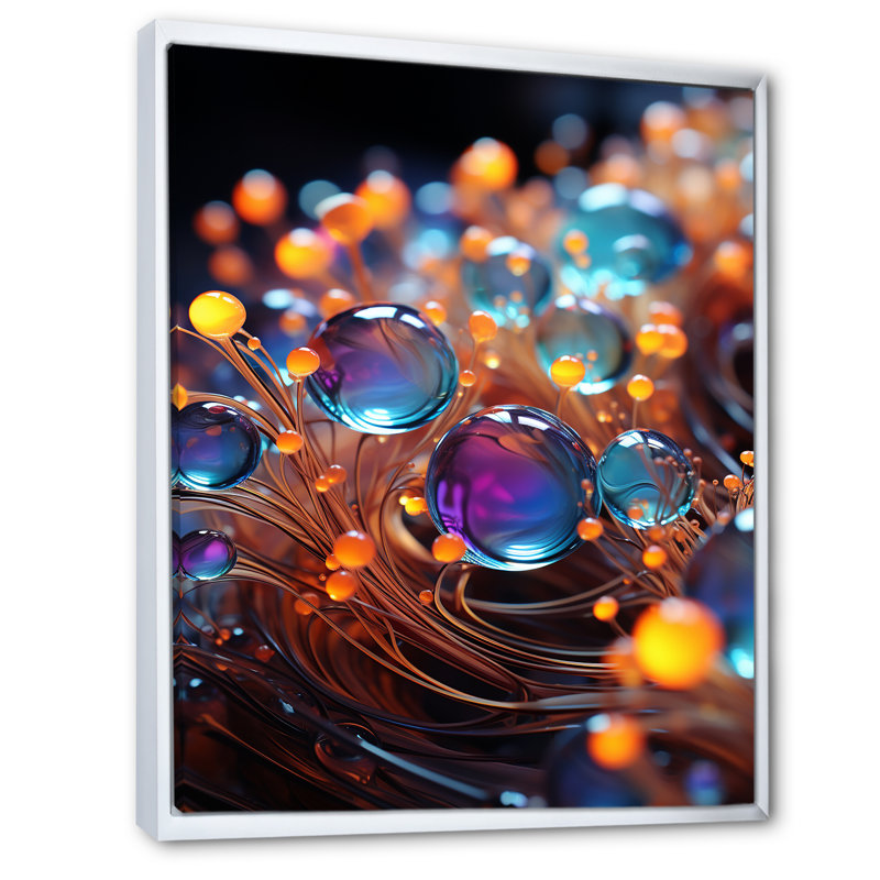 Molécules 3D 3D photographie I - formes abstraites, art mural, salon, H 20 po x l 12 po x P 1 po, Cadre flottant blanc