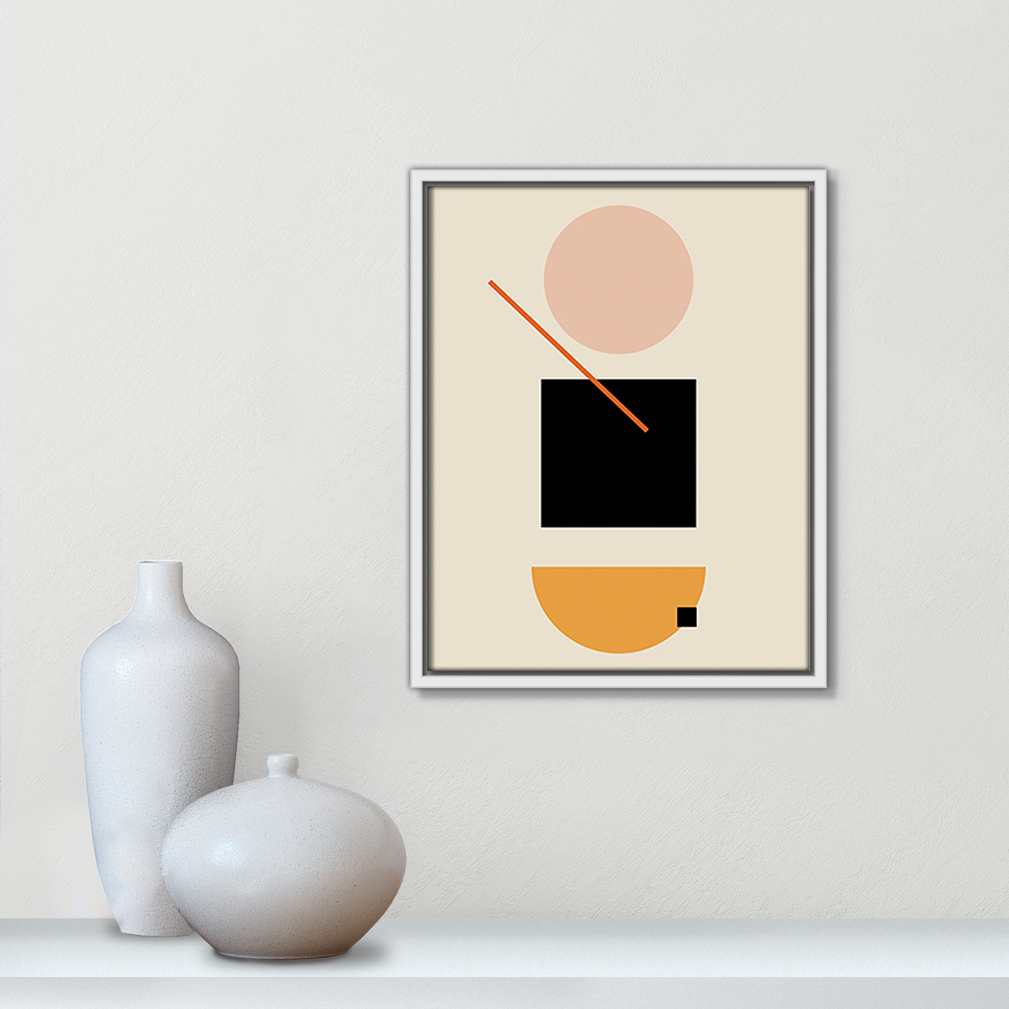 Simple Shapes by Daniela Santiago, White Framed, 15.5" H x 12.5" W x 2" D