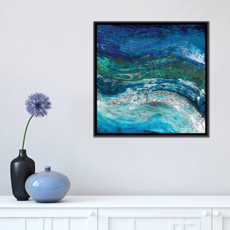 «Wave After Wave II», reproduction d'art sur toile, H 18 po x l 18 po x P 1,5 po, Toile avec cadre noir, Pas de tapis