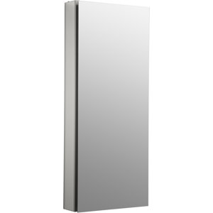 KOHLER Catalan Aluminum Single-Door Medicine Cabinet with 107 Degree Hinge, Frameless with Adjustable Shelves