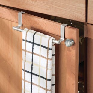 Cabinet Towel Holder, Rustic Burnt Wood and Black Metal Over The Door Towel  Rack