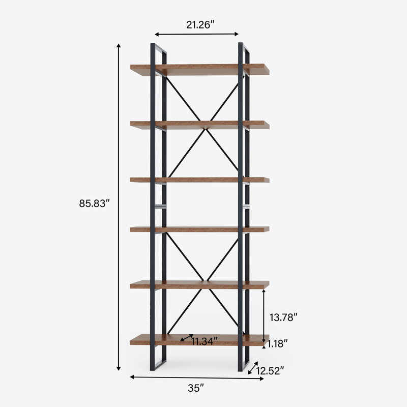 Étagère en fer H 85,83 "x l 35,43", Noir / bois d'antigue