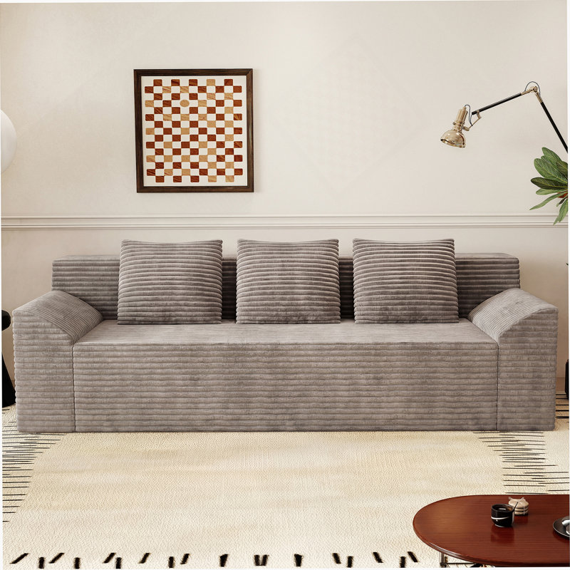 Canapé de 71 pouces en velours côtelé avec siège profond, coussins à double couche de type nuage, et aucun assemblage requis pour une utilisation multi-scène.