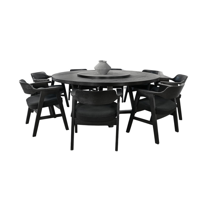 Grand ensemble de salle à manger rond 72 "avec paresseux Mia, 9 pièces: table, plateau tournant, 8 chaises