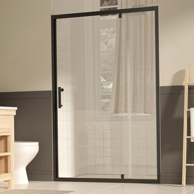 47-49" W ×72" H Pivot Shower Door, 1/4"(6Mm) SGCC Clear Tempered Glass Shower Door With Explosion Film, Nano Easy-Clean Coating, Reversible Installation, Brushed Nickel