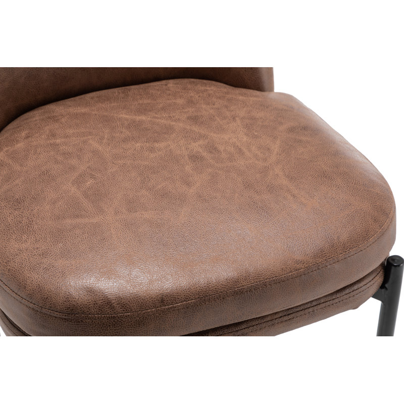 Sykesville Modern Mid-Back Counter Stool - Faux Leather, Brown/Black