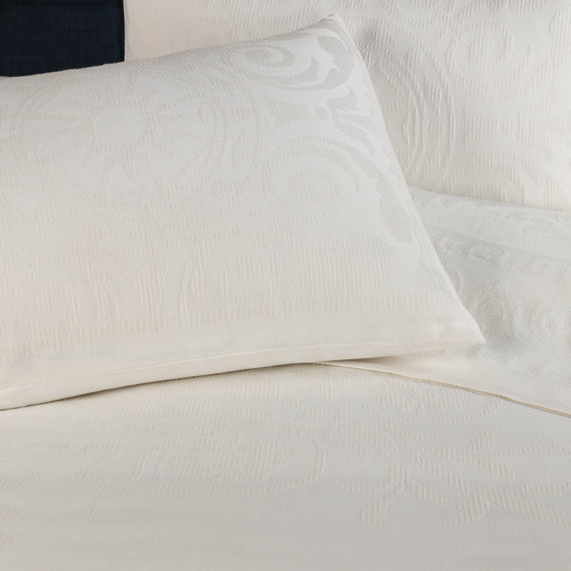 Off-White Cotton Blend Full Bedspread Set with Pillow Shams