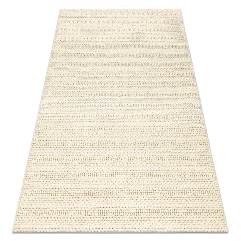 Sherree 99002B Hand Woven Wool Rug Cream Striped 200 x 290 cm, Rectangle 200 cm x 290 cm