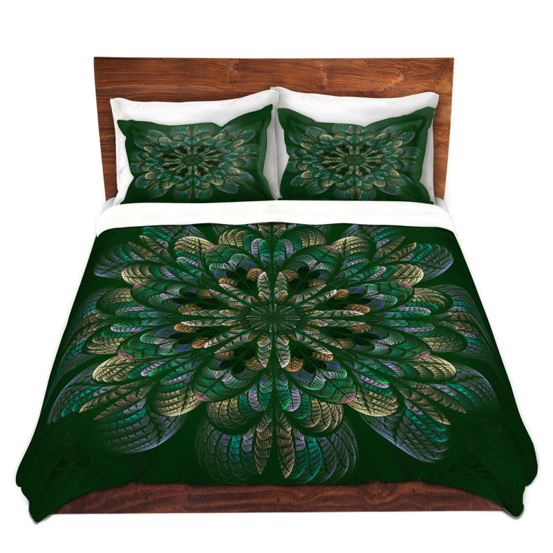 Polyester Floral Duvet Cover, 1 Twin Duvet Cover + 1 Standard Sham, Green/Blue/Orange