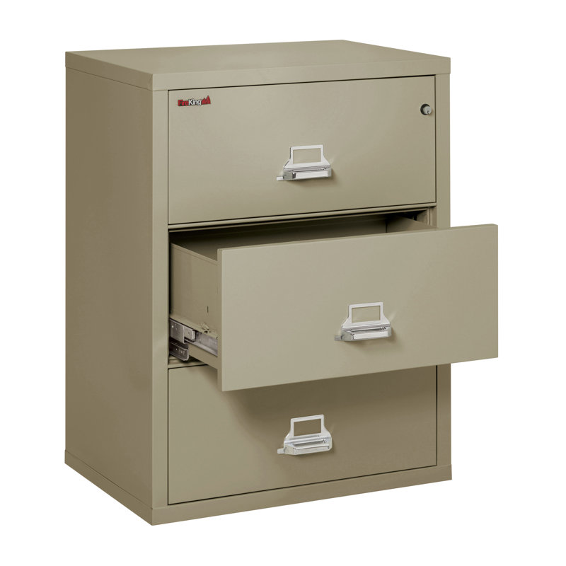 Fireproof 3 - Drawer File Cabinet, Key Lock, Pewter