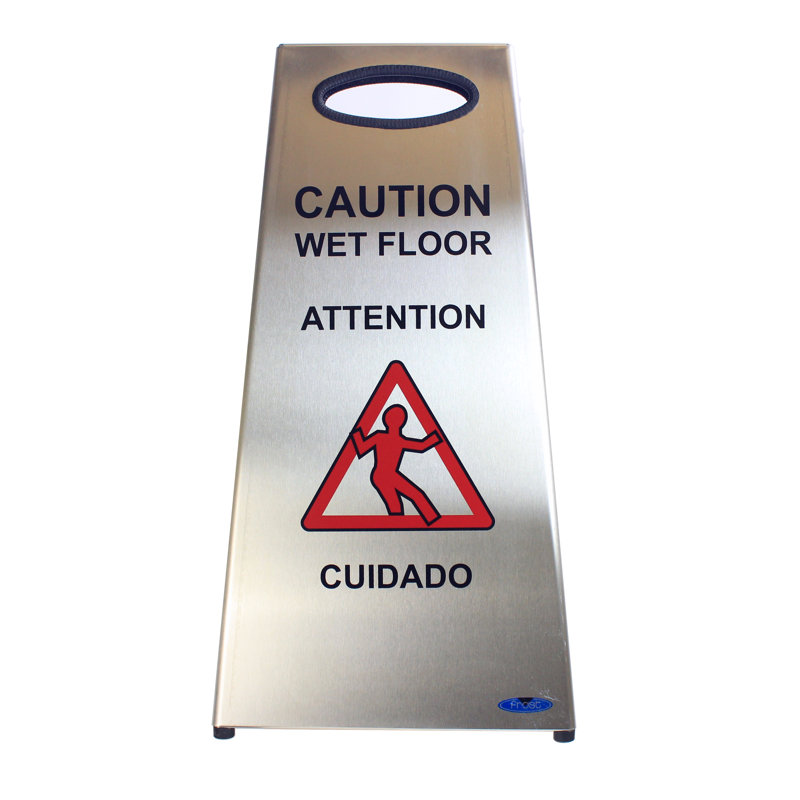 Stainless Steel Wet Floor Caution Sign