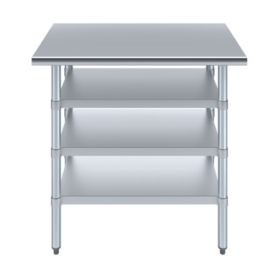 Stainless Steel Table With Three Undershelves