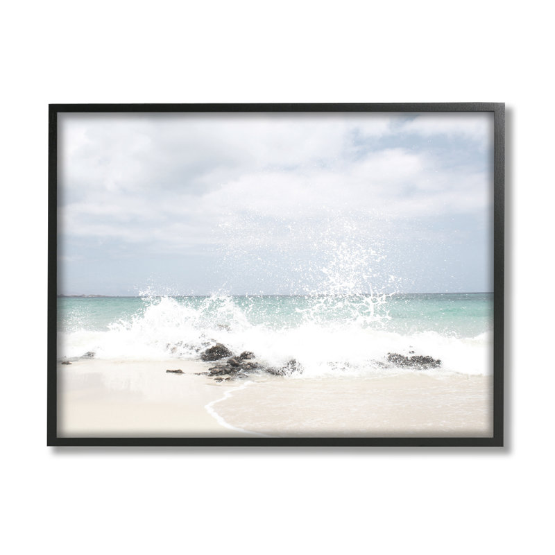 Vague de la mer tropicale, H 20 po x l 20 po x P 1,5 po, Giclée encadrée noir minuit