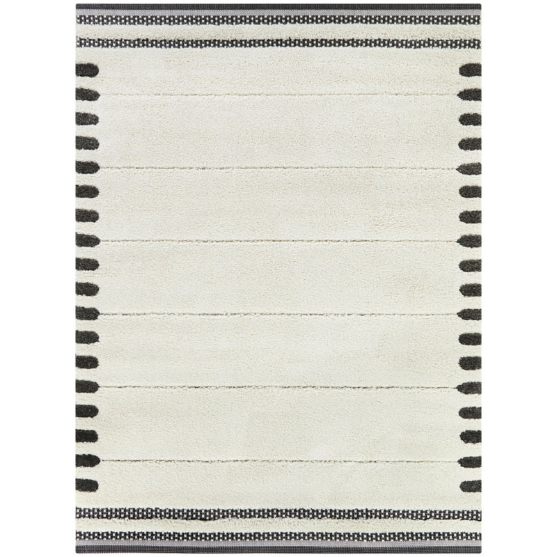 Tapis crème / noir Gardnerville, Rectangle 5 pi 3 po x 7 pi