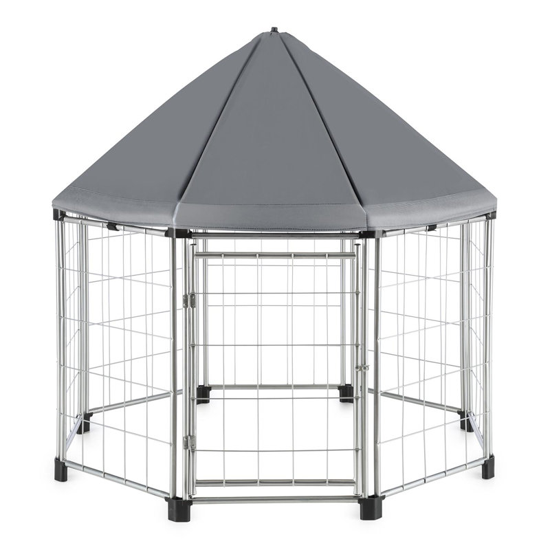 Fort 91cm H Metal Exercise Pen, Grey/Brown/Blue