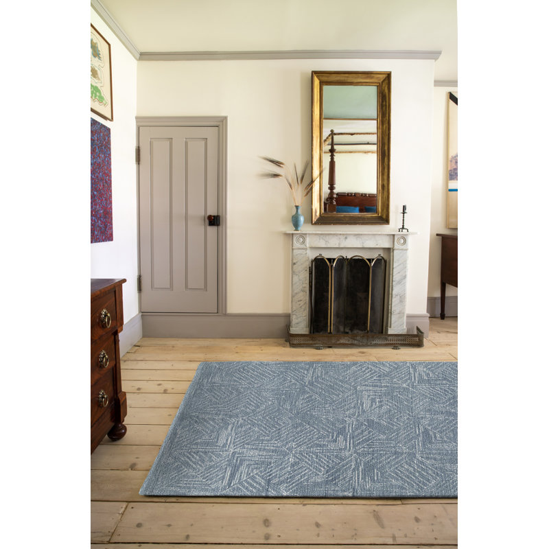 Shale Hand Tufted Area Rug in Denim, Rectangle 5' x 8'
