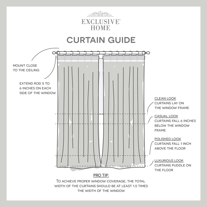 Natural Sheer Ring Top Curtain Panels with Rope Accents, 54"x108", Set of 2