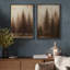 Sépia, pin, forêt, duo, paysage de forêt tranquille, impression sur toile encadrée 2 pièces-120420055-120420056