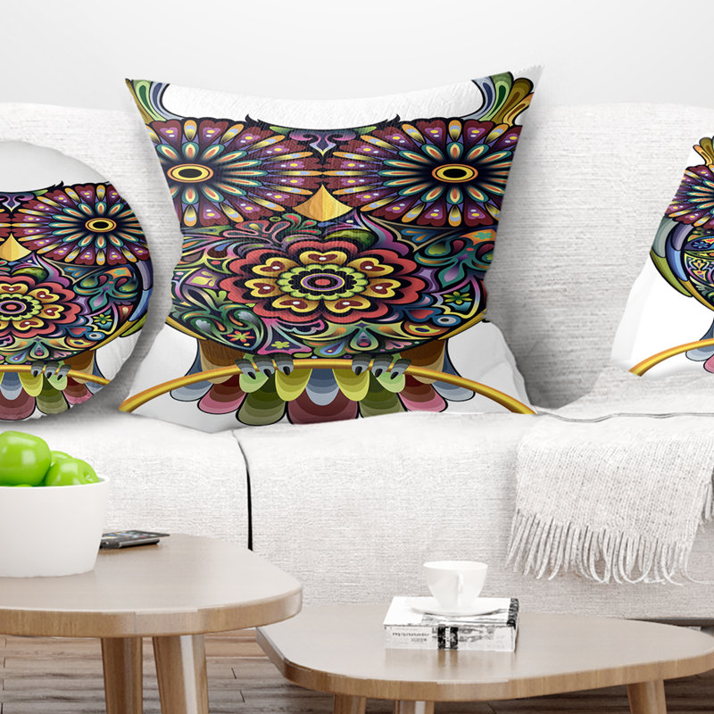 Drôle de hibou - coussin imprimé animal, 18 po x 18 po, Coussin décoratif
