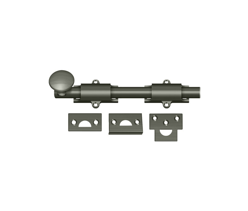 Boulon de surface 8 po Deltana 8SB15A; robuste; finition nickel antique, Antique Nickel