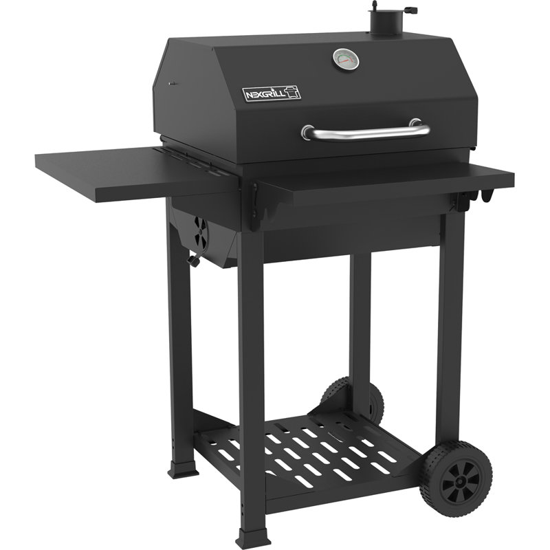 Nexgrill 22 in. Barrel Charcoal Grill with Side Shelf and Front Shelf