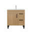 Meuble-lavabo avec lavabo intégré, armoire à 1 porte et 2 tiroirs, poignée en métal noir, pieds noirs, charnières à fermeture douce, meuble de salle de bain moderne, lavabo en céramique, facile à assembler