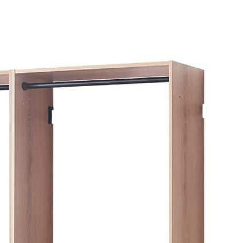 Vedz Wall Mount Closet Set, 1 Shelf 5 Hanging Rods, Melamine, Black/Oak Brown