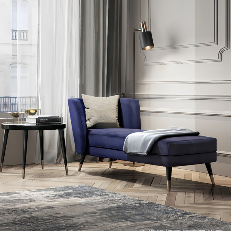 Chaise longue rembourrée Vecchia, Microfibre / microsuède saphir