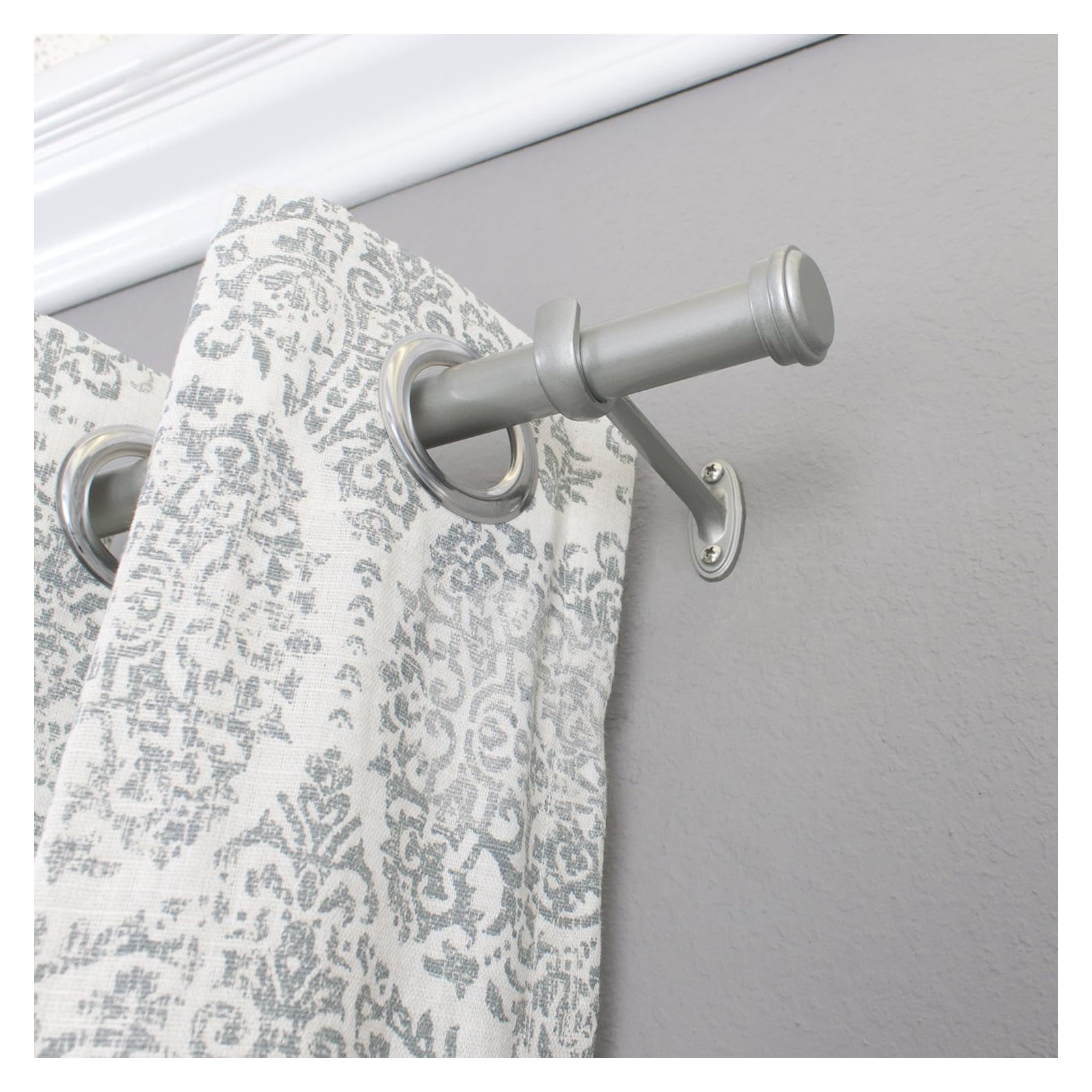 Linc Metal Adjustable Single Curtain Rod, 72"-144" W, Nickel