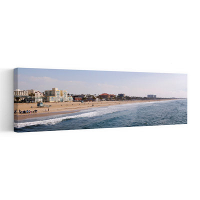 Surf On The Beach Santa Monica Beach Santa Monica Los Angeles County California USA by Alex Kedler - Wrapped Canvas Panoramic Print