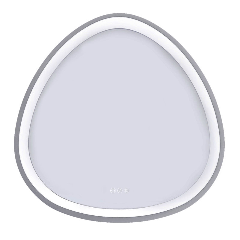 32 po Miroir de salle de bain avec fonction brouillard, cadre gris acier, miroir à DEL à cadre à intensité variable et moderne, pour un bain confortable