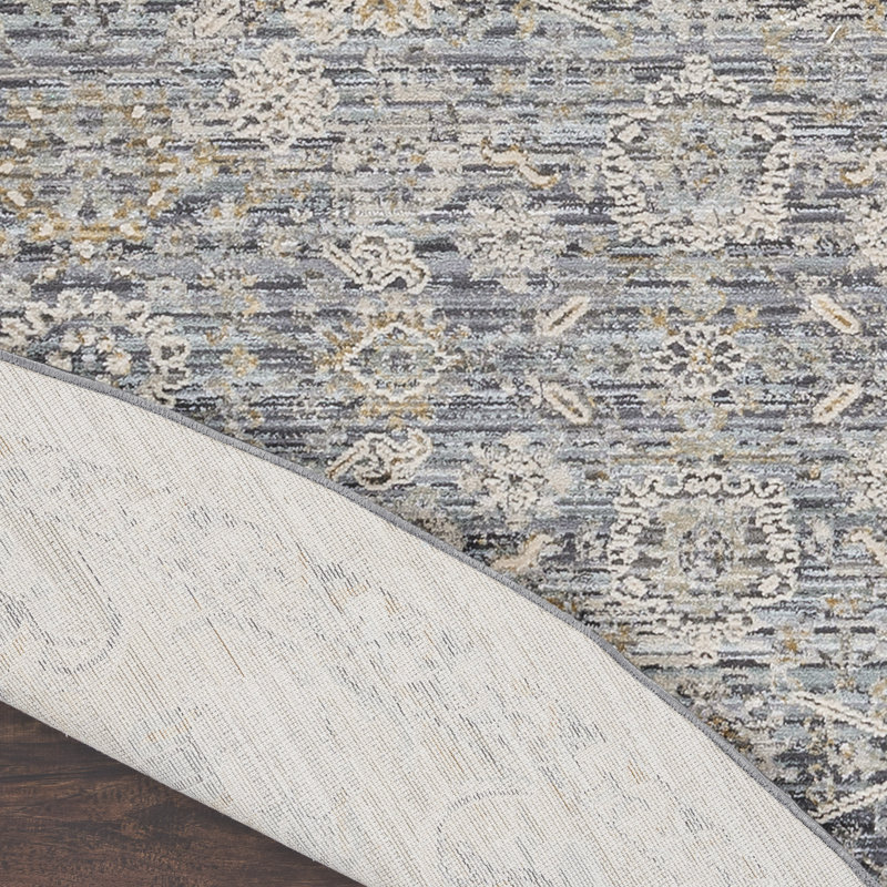 Tapis oriental gris tissé à la machine Hajeb, Rond 7 pi 10 po