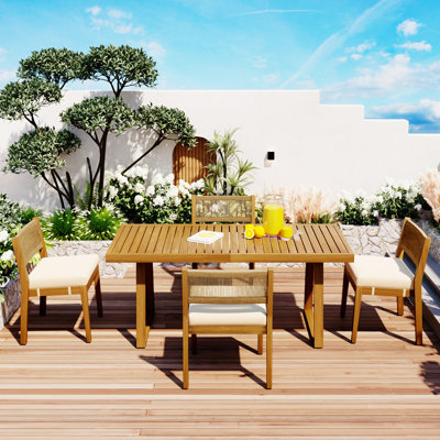 U_Style Multi-Person Outdoor Acacia Wood Dining Table And Chair Set