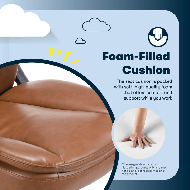 Comfort Ergo Swivel Office Chair, Bonded Leather, Brown