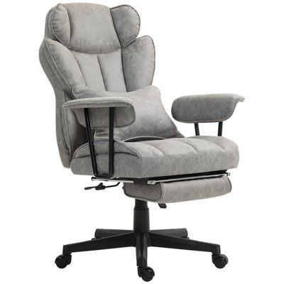 Executive Office Chair, 400LBS Big And Tall Office Chair With Foot Rest, Microfiber Computer Desk Chair With Lumbar Support, Reclining Function And Wi