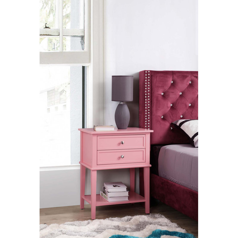 Table de chevet moderne avec tablette ouverte et fonctionnalité pour les espaces, Rose