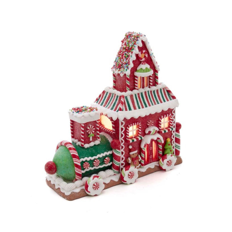 Kurt Adler Battery-Operated LED Gingerbread Train House, 10.5in