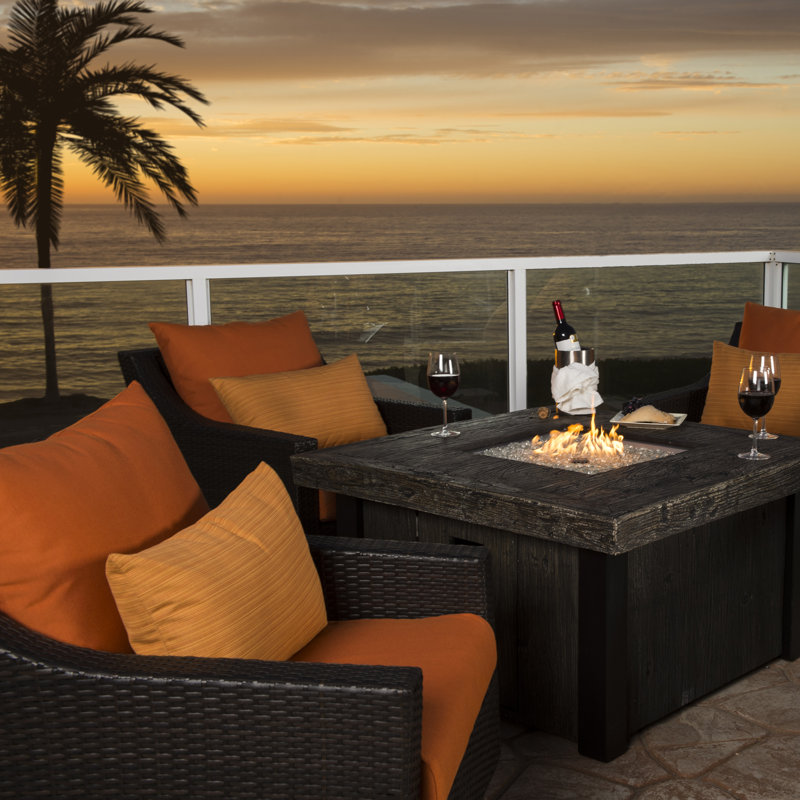 Deco Motion Fire 5 Piece Deep Seating Group with Cushion, Spectrum Cayenne Sunbrella® Plainweave